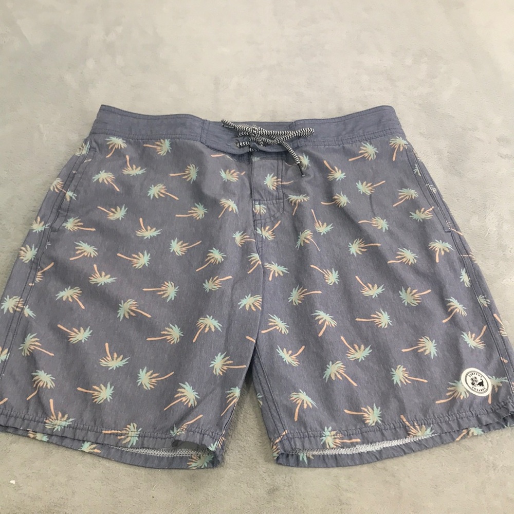 Surfcuz Men's Coconut Tree Print 9" Inseam Board Shorts Size 32